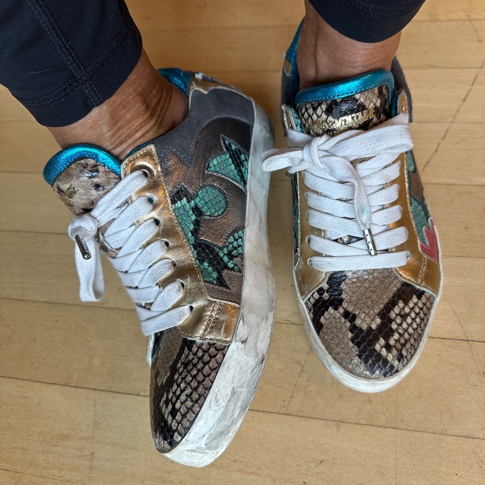 ZADIG & VOLTAIRE PARIS multi  media reptile design sneaker, 37/6 - Picture 2 of 10